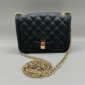 Forever 21 Mini Quilted Bow Gold Chain Crossbody Bag